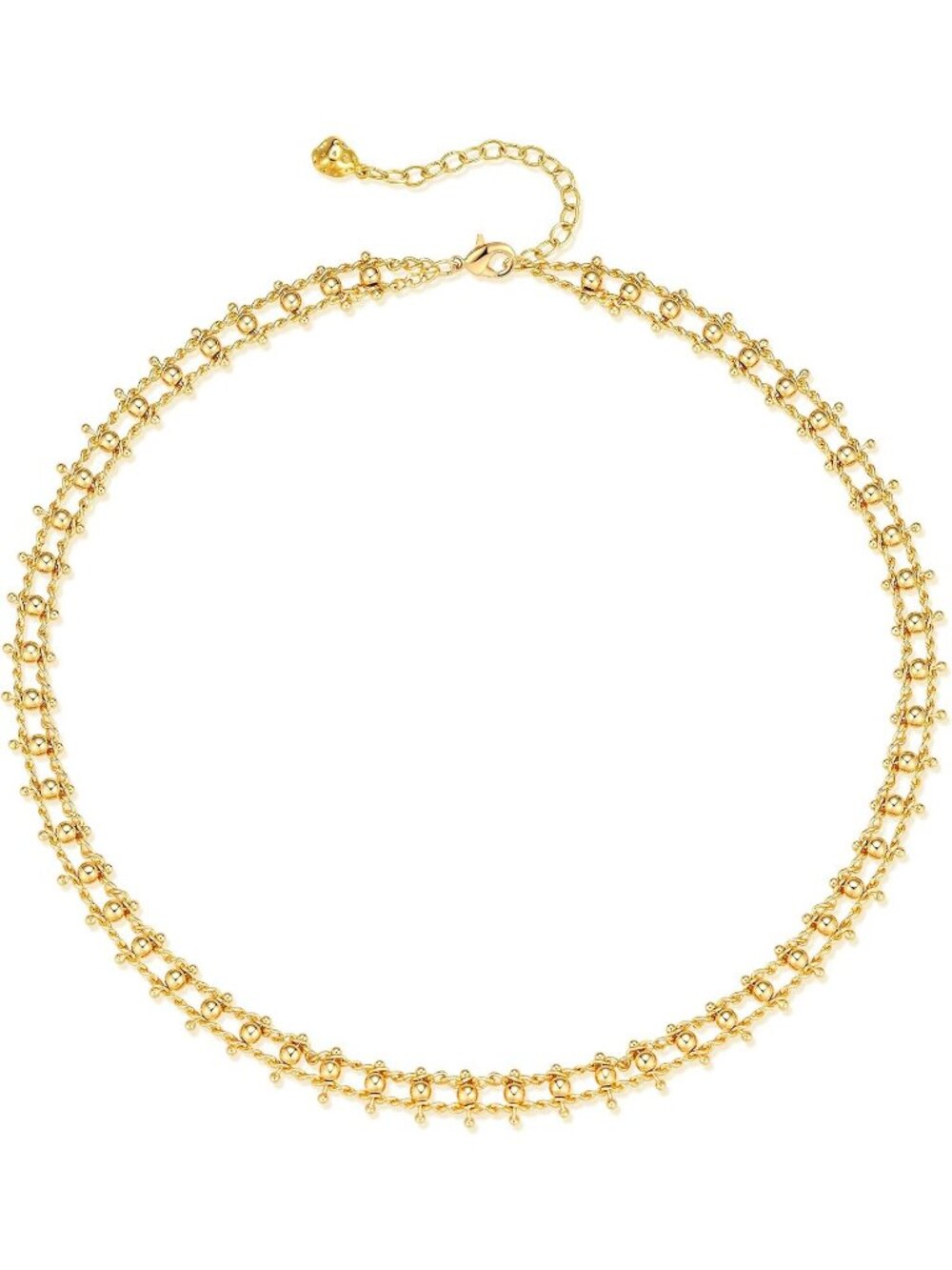 Women's Braided Beads 14k Gold Plated Beaded Pearl Choker Jewelry Necklace